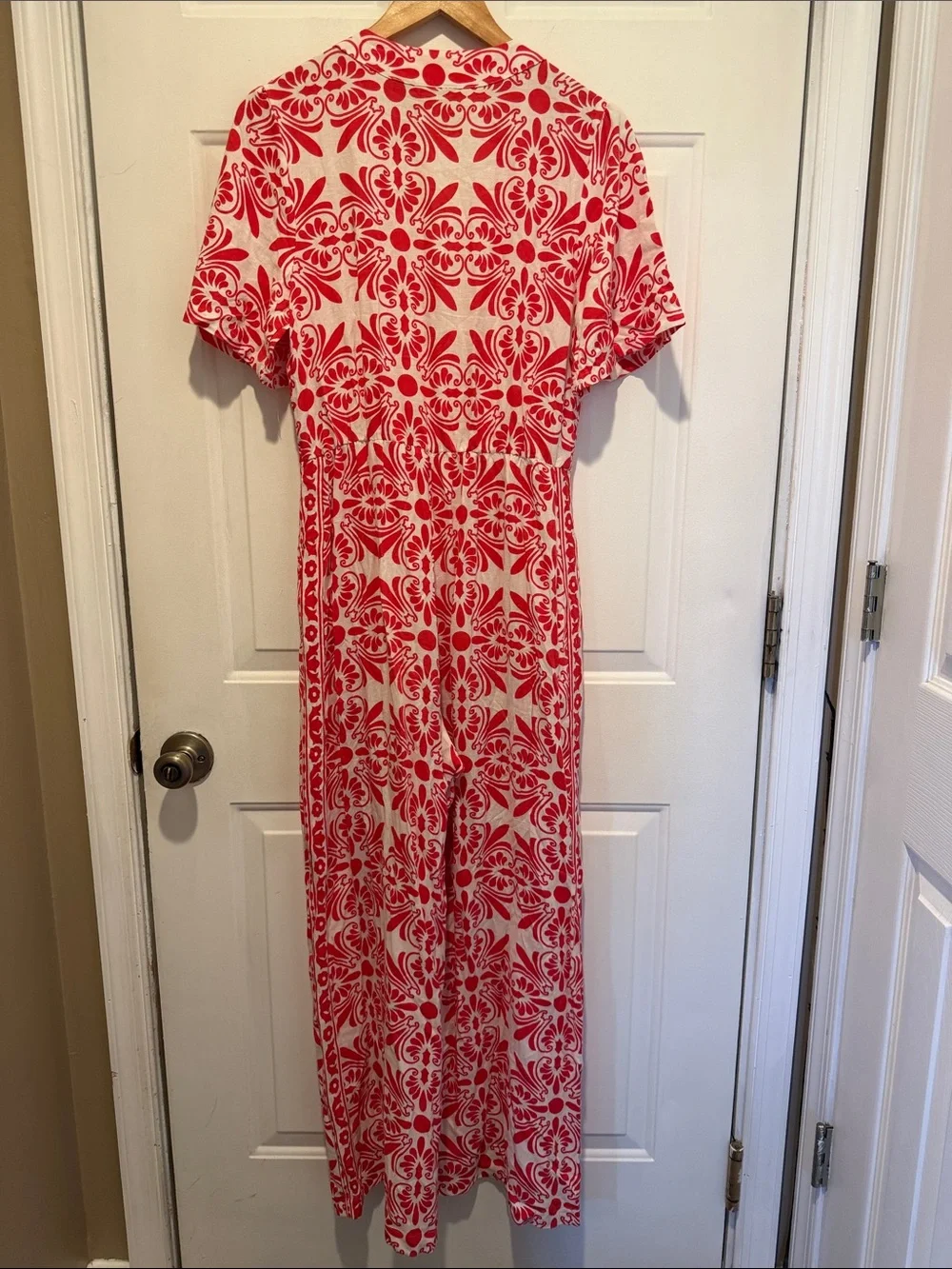 Farm Rio Anthropologie Linen Blend Wide Leg Jumpsuit